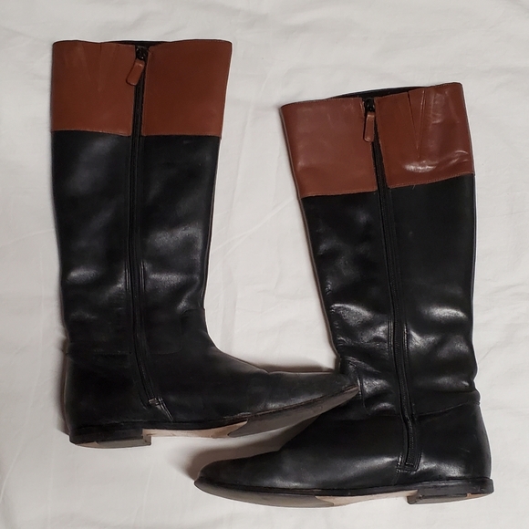 Cole Haan Shoes Cole Haan Black And Brown Two Tone Riding Boots